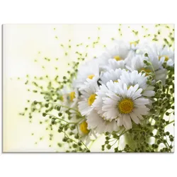 Glasbild ARTLAND "Gänseblümchen und Hofstaat", weiß (farbe bild(er): weiß), B:60cm H:45cm, Bilder, in verschiedenen Größen