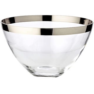 EDZARD Schale Holly (Ø 30 cm, H 18 cm) Original Kristall Glasschale flach, Servierschüssel Glas - Obstschale mit Platinrand, Schüssel in rund für Deko - Schüsselschale - Partner Geschenke