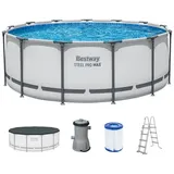 BESTWAY Steel Pro Max Frame Pool Set 396 x 122 cm inkl. Filterpumpe