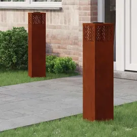 vidaXL Solarleuchte Stahl 18 cm x 18 cm x 80 cm 2er Set bronze
