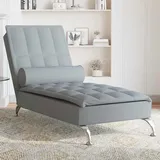vidaXL Massage-Chaiselongue mit Nackenrolle hellgrau