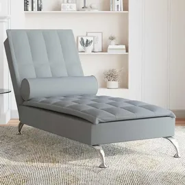 vidaXL Massage-Chaiselongue mit Nackenrolle hellgrau