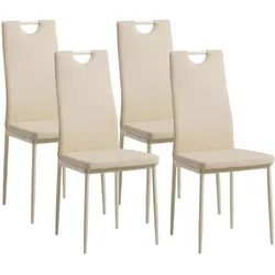 Albatros Esszimmerstühle SALERNO 4er Set, Beige - Edles Italienisches Design, Polsterstuhl Kunstleder-Bezug, Modern und Stilvoll am Esstisch
