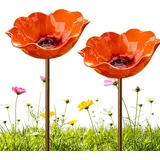 2/3 Stück Vogeltränke Blume, Metall Blumen Gartenstecker Vogeltränke, Dekorative Bienentränke für den Garten, Insektentränke Garten für Vögel, Bienen, Schmetterlinge (2 Stück-D)