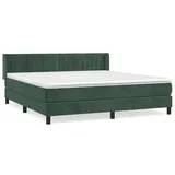 vidaXL Boxspringbett mit Matratze Dunkelgrün 180x200 cm Samt