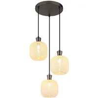 GLOBO LED Pendelleuchte 3-flg. 30 cm rund Schwarz/Metall