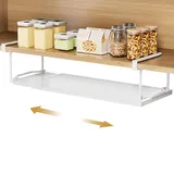 Yorbay Unterregal Hängekorb, Metall Hängekorb Regal Unterregal Aufbewahrungskorb Verstellbarer 38-70 cm, Schrankkorb für Küche, Schrank, Schuhschränken und Kleiderschränken(Weiß)