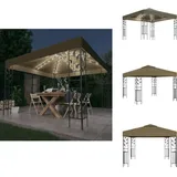 Vidaxl - Pavillon mit LED-Lichterkette 3x3 m Taupe - Gartenzauber - Pavillon - Outdoorbeleuchtung - Solarbetriebene Beleuchtung - Gartenparty
