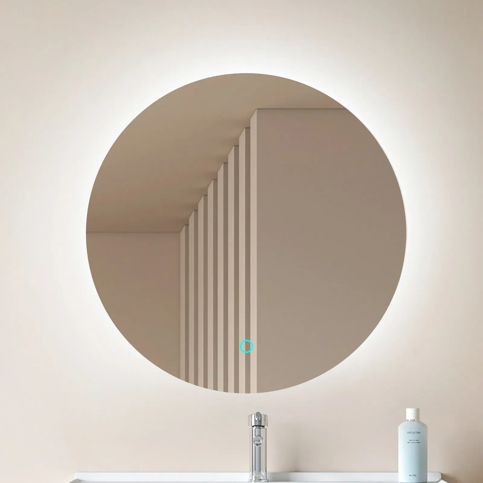 Spiegel Lucande, Celestiel, Metallisch, für Badezimmer, Glas, Modern