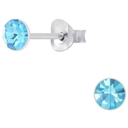 schmuck23 Paar Ohrstecker Kinder Ohrringe Kristall Rund 925 Silber, Damen, Mädchen, echt, Sterling Silber blau
