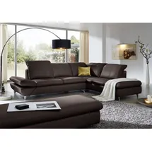 W.Schillig Eckcouch Leder 3-Sitzer Braun