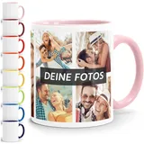 SpecialMe® Tasse personalisiert Fotocollage Fototasse 9 Fotos persönliches Foto-Geschenk Kaffeetasse Bild selbst gestalten Weiss-innen-rosa standard