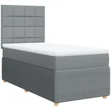 vidaXL Boxspringbett mit Matratze Hellgrau 100x200 cm Stoff