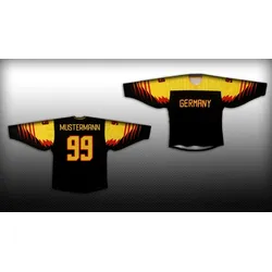 Deutschland Eishockey Fan Trikot schwarz / gold | 50 Name + Nummer nach Wahl