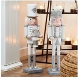 Cepewa Nussknacker Trommler rot + weiß, Deko-Figur, Holz handbemalt, 38,5 cm