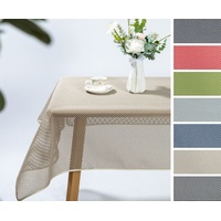 Beautex Tischdecke Kairo Weichschaum Tischdecke mit Paspelband, Garten Balkon Terrasse (1-tlg) beige Rund - 160 cm x 160 cm