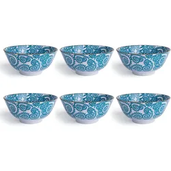 Excelsa Set Von 6 Schalen/Becher Oriented Porzellan 16Xh7X16 Cm Hellblau