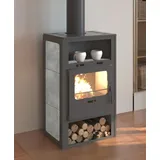 EEK A Kaminofen für Holz+Kohlefeuerung, Specksteinoptik, gussgrau – 6,6kW
