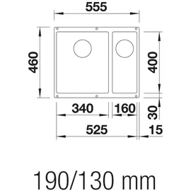 Blanco Subline 340/160-U links tartufo + Handbetätigung + InFino