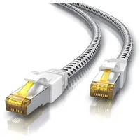 CSL - 0,5m 50cm Cat 7 Netzwerkkabel Gigabit Ethernet LAN Kabel - Baumwollmantel - 10000 Mbit S - Patchkabel - Cat.7 Rohkabel S FTP Pimf Schirmung mit RJ 45 Stecker - Switch Router Modem Access Point