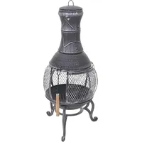 Terrassenofen HWC-F71, Feuerstelle Terrassenkamin Gartenkamin Gartenofen, Gusseisen 11,7kg 91x42x42cm Grau
