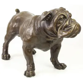 Casa Padrino Luxus Bronzefigur Englische Bulldogge Bronze 54,5 x 24,1 x H. 31 cm - Dekofigur