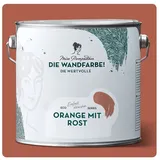 MissPompadour Wandfarbe Orange mit Rost - matte Wandfarbe mit sehr hoher Deckkraft 2,5 L, geruchsneutrale und spritzfreie Innenfarbe, wasserbasiert orange