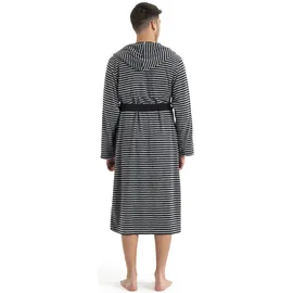 KangaROOS Herrenbademantel KANGAROOS "Luana, ideal für Sauna & Spa, Hotelbademantel, Morgenmantel" Gr. S, schwarz (schwarz, grau), L:120cm, Leichtfrottier, Hausmäntel, Streifen - Bademantel für Herren, gestreift, S-4XL