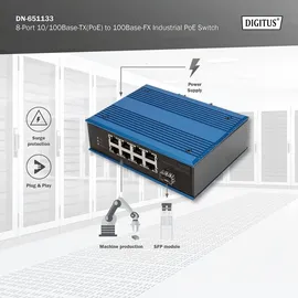 Digitus Industrial DN-651133 8+1 Port Fast Ethernet PoE