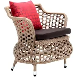 JVmoebel Gartensessel Moderner Rattan Sessel in stilvollem Braun für den Außenbereich (Sessel), Made in Europa braun
