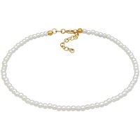 Elli Fußkette Perlen Synthetisch Klassik Basic 925 Silber goldfarben