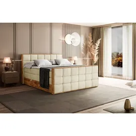 altdecor Boxspringbett mit Matratze Topper, Polsterbett mit Bettkasten, LOLLI2-Z KING - Beige