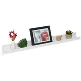 Relaxdays Bilderleiste, 80 cm breit, schmales Wandregal für Bilderrahmen, Bücher - weiß