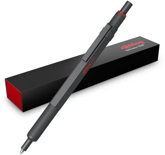 600 Ballpoint Pen | Medium Point | Black Ink | All-Metal Body Pen | Dark Stone | Non-Slip Knurled Grip & Hexagonal Barrel | Refillable