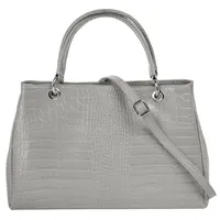 Cluty Henkeltasche, echt Leder, Made in Italy, grau