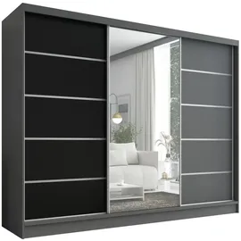 a&j möbelland gmbh Schiebetürenschrank AURELIA 1 200 x 215 x 59,5 cm Grau/Schwarz