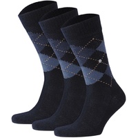 Burlington Herren Socken PRESTON 3er Pack - Rautenmuster, soft, Clip, One Size, 40-46 dunkelblau (dark navy)