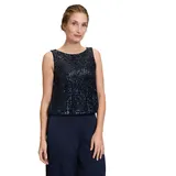 T-Shirt VERA MONT "Vera Mont Paillettentop im Glitzer-Look" Gr. 40, blau (night sky) Damen Shirts Pailletten