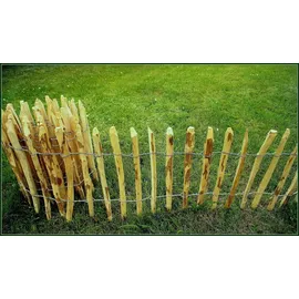H4L Staketenzaun Holzzaun 120cm Höhe, Haselnuss, Zaun 5m Länge, Gartenzaun, 4-6cm Lattenabstand,