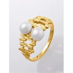 Fingerring LADY Gr. 17, gold (gelbgold 375), Fingerringe, Damen, 17, Gold-Metall-Perlen, Gold, Metall, Perlen