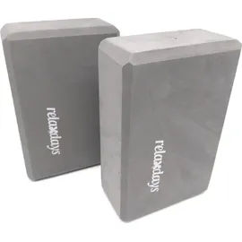 Relaxdays Yogablock 2er Set, Klötze für Übungen, Hartschaum, Rutschfest, Würfel HBT: 8x23x15 cm, Grau