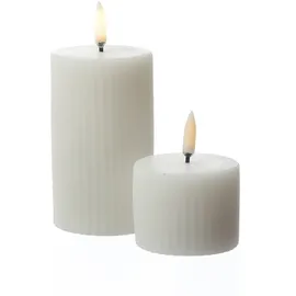 uYuni LED Kerze Thea Uyuni mit Rillen Timer bis 400Std. D: 5,8cm H:10,1cm gerillt weiß