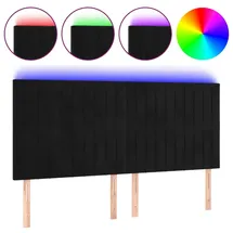 vidaXL LED Kopfteil Schwarz 180x5x118/128 cm Samt