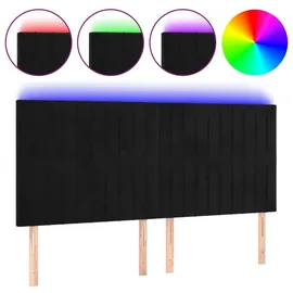 vidaXL LED Kopfteil Schwarz 180x5x118/128 cm Samt