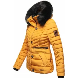 Navahoo Damen Winterjacke Warm gefütterte Steppjacke mit Kunstfell-Kapuze Wisteriaa