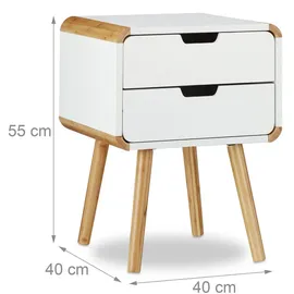Relaxdays Nachttisch braun, weiß 40,0 x 40,0 x 55,0 cm