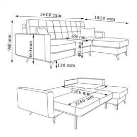 VitaliSpa Ecksofa York Webstoff blau