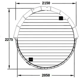 FinnTherm Fasssauna Carrie 2 Sitzbänke aus Holz Wandstärke 42 mm