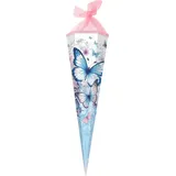 Goldbuch Schultüte 85 cm 6-eckig Schmetterlingsgarten - Blau/Rosa