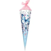 Goldbuch Schultüte 85 cm 6-eckig Schmetterlingsgarten - Blau/Rosa